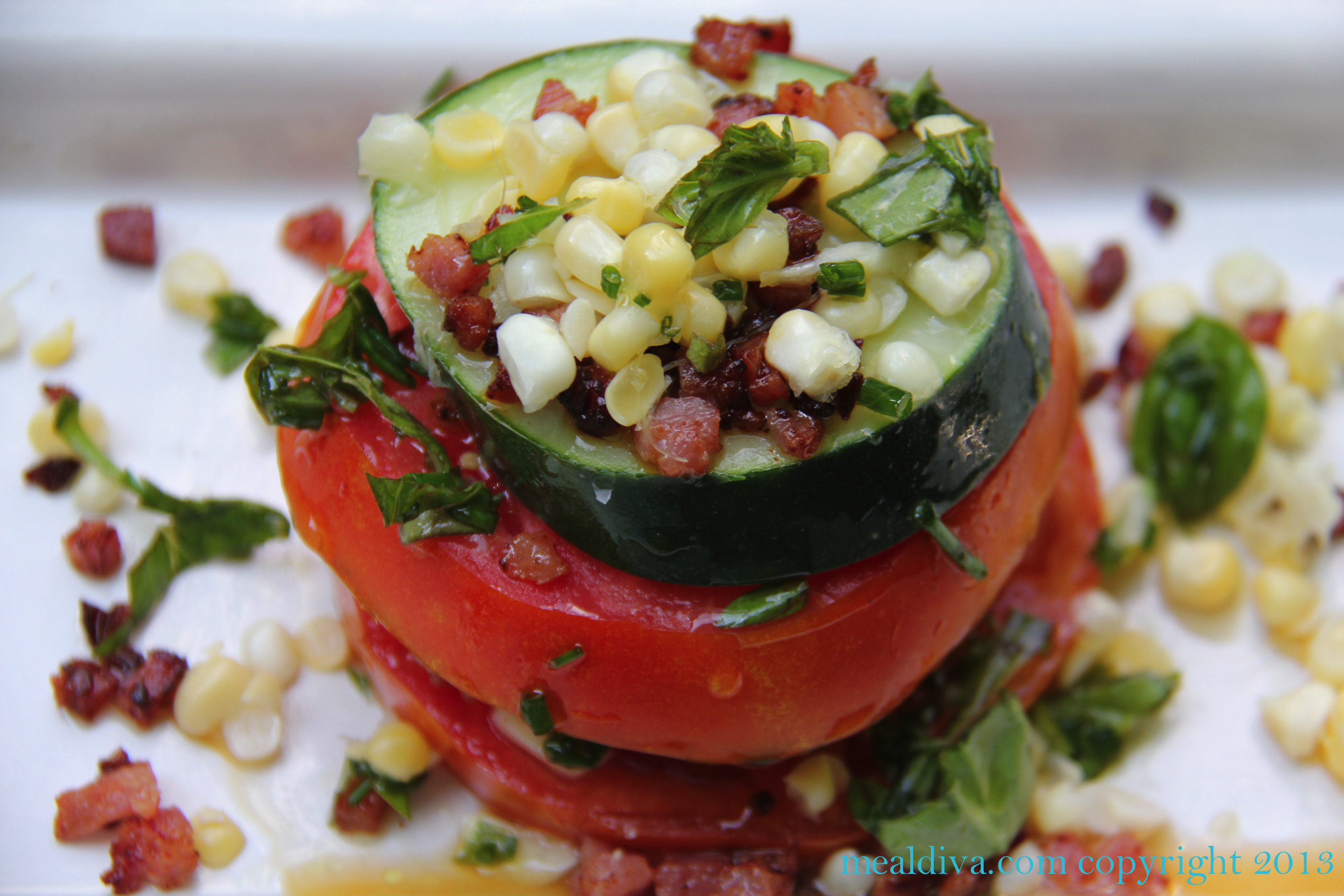 Stacked Tomato Cucumber Salad