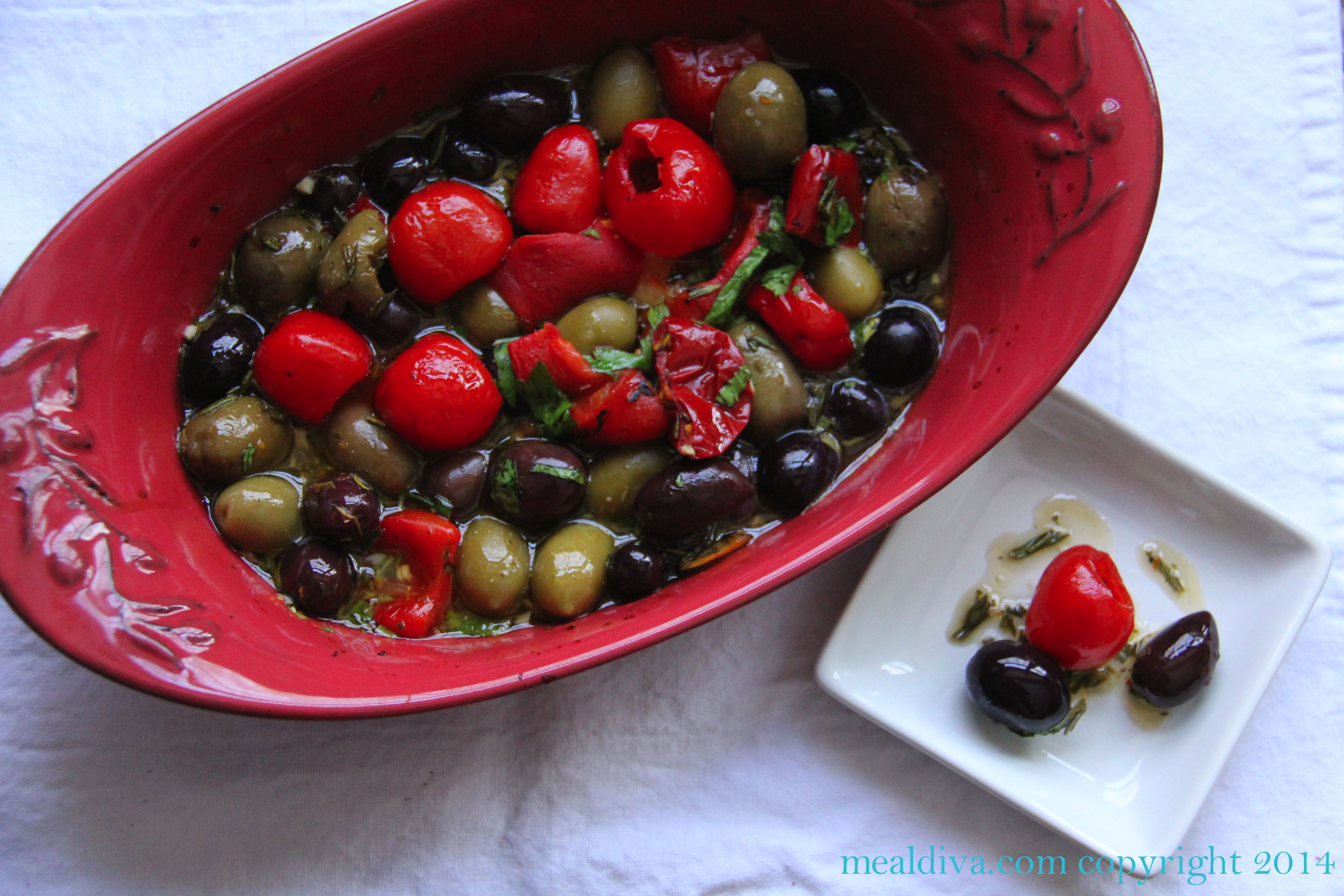 Baked Olives and Peppers