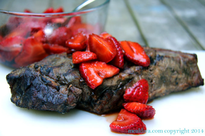 Balsamic Marinated Strawberries and Steak
