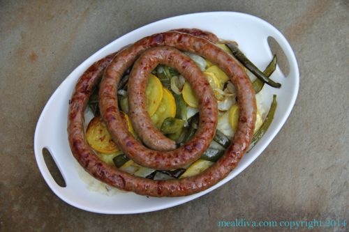 Sausage with Garlic Mashed Potatoes & Zucchini