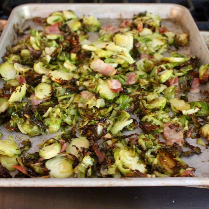 Oven Roasted Maple Brussels Sprouts with Bacon