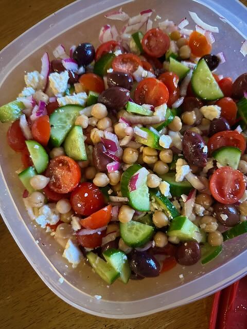 One Bowl Mediterranean Chickpea Chopped Salad